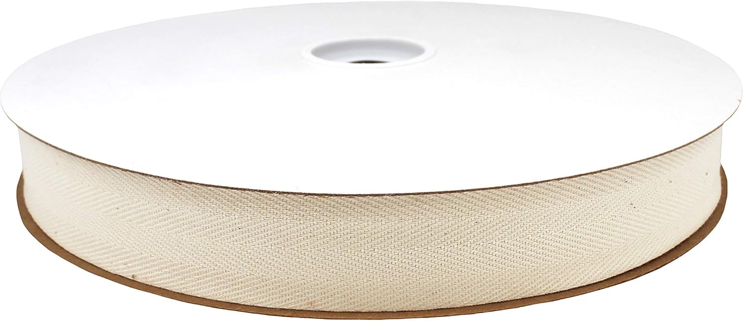 100% Cotton Twill Tape Ribbon 100 YDS/ROLL Made in the USA (1-1/2", Natural)