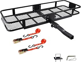 Folding Hitch Mount Cargo Carrier Basket 60x20x6" Rear Luggage Rack Basket,500LBS Capacity, Hitch Mount