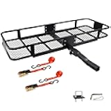 Folding Hitch Mount Cargo Carrier Basket 60x20x6” Rear Luggage Rack Basket,500LBS Capacity, Hitch Mount for 2