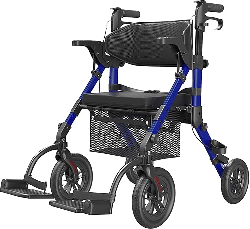 VOCIC Silla de ruedas de transporte, ligera, plegable, combo de silla de ruedas, andadores con ruedas para personas mayores con asiento, andador disponible en Yaxa Venezuela