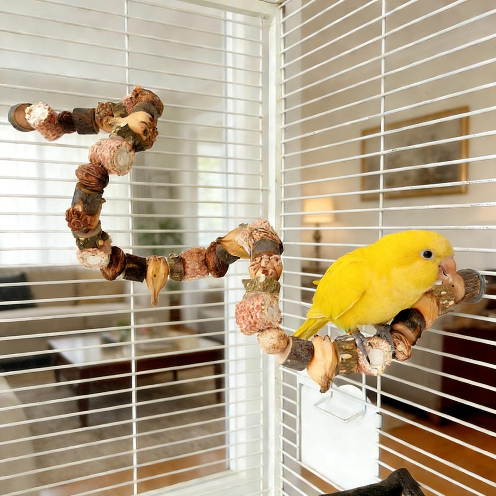 50 CM Perchoir Perroquet Jouet Perroquet Perchoir Oiseaux Jouets à Mâcher à Suspendre Perchoirs Perruches pour Perruches Inséparables Pinsons et Autres Petits Animaux de Compagnie