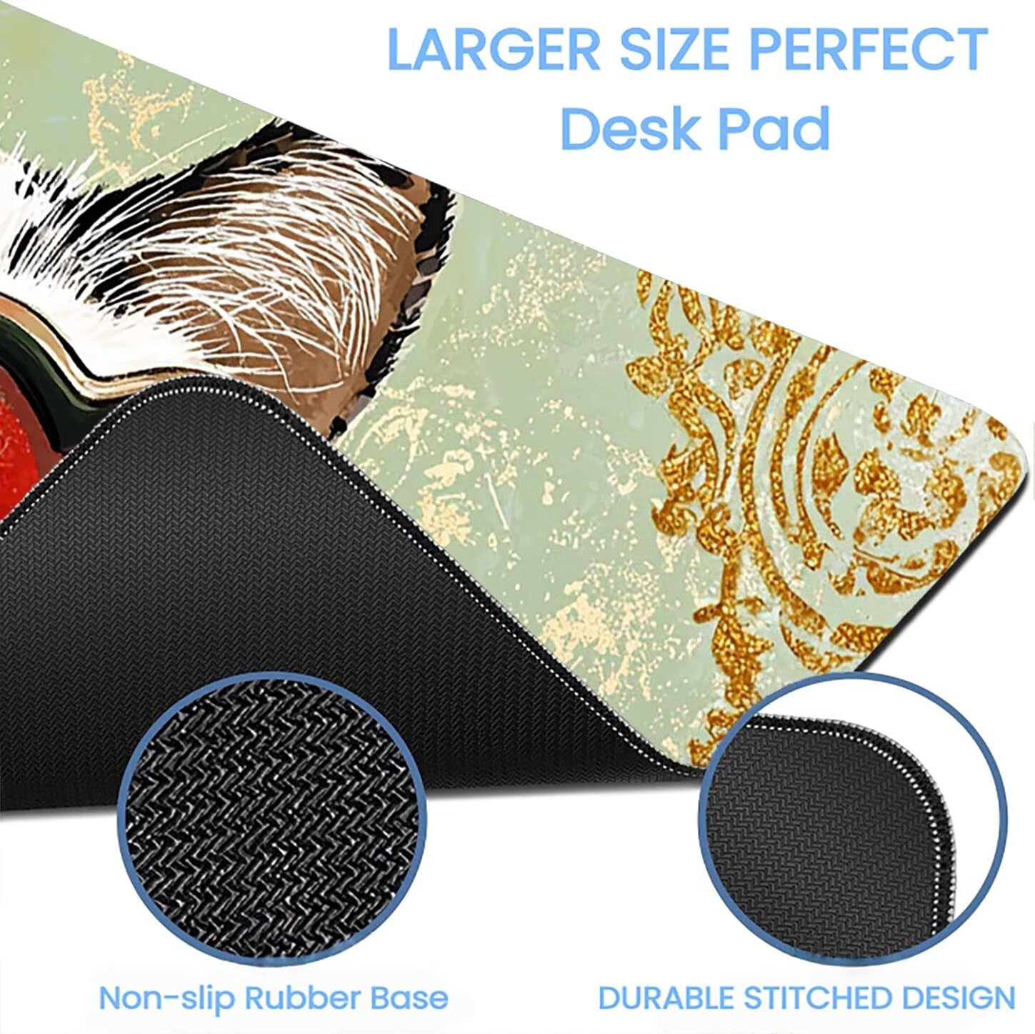 Lpfieonn Katze Großes Schreibtischunterlage, XXL Schreibtischunterlagen, Blau XXL Wasserdicht Gaming Mousepad mit Vernähter Rand und Rutschfeste Gummibasis, für Laptop/Hause/Büro 120x60cm PF-3551