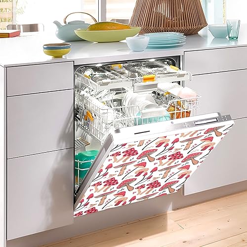 Miniatura 4 de Cubierta magnética decorativa para lavavajillas, diseño de hongo lindo rojo