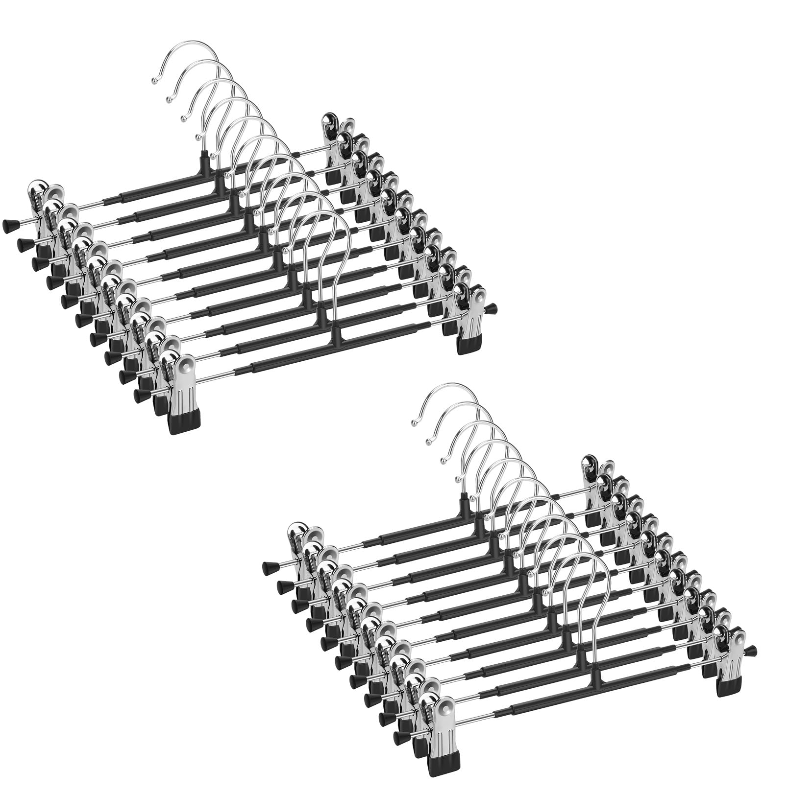 Lamitocs 20 Pack Heavy-Duty Pant Hangers with Clips, Space Saving, Anti-Slip, Black