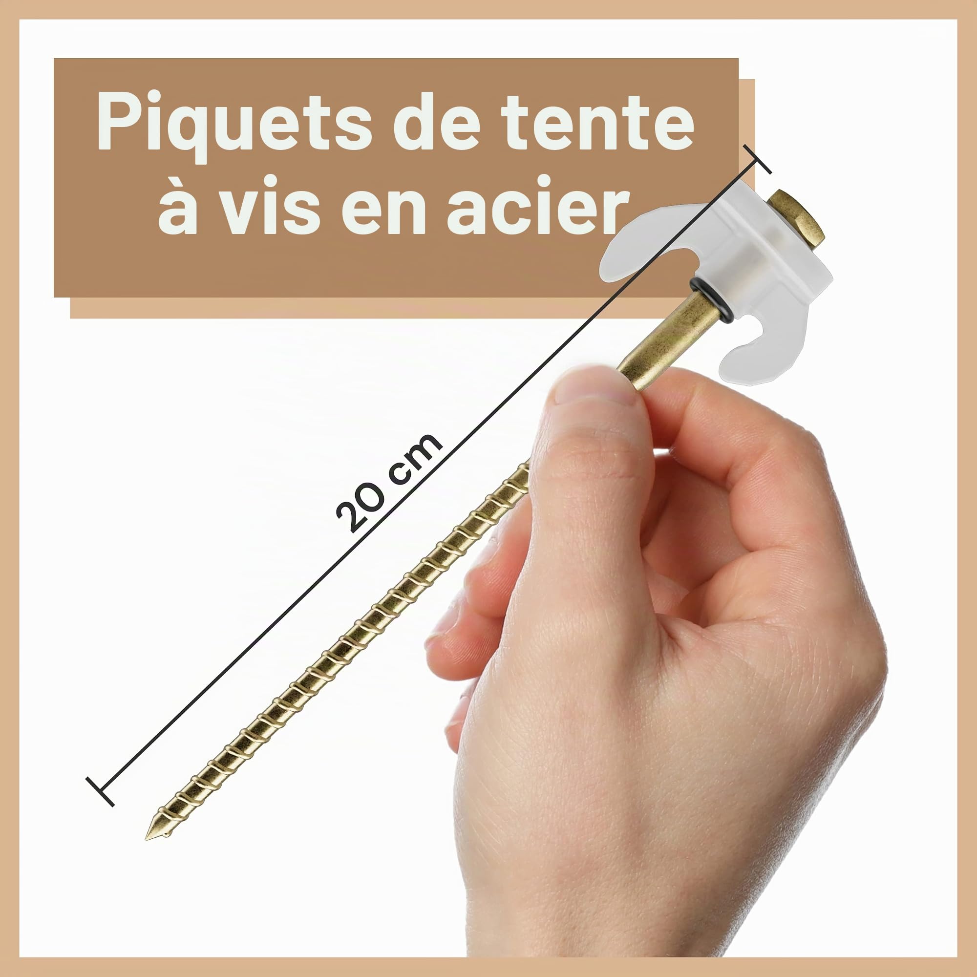 Set de 30 Piquets de Tente à Vis Robustes avec Coffret – Piquets Spirales pour Sols Durs et Mous – 2 Embouts de Perçage + Douille Inclus – Idéal pour Tentes, Abris, Bâches et Auvants