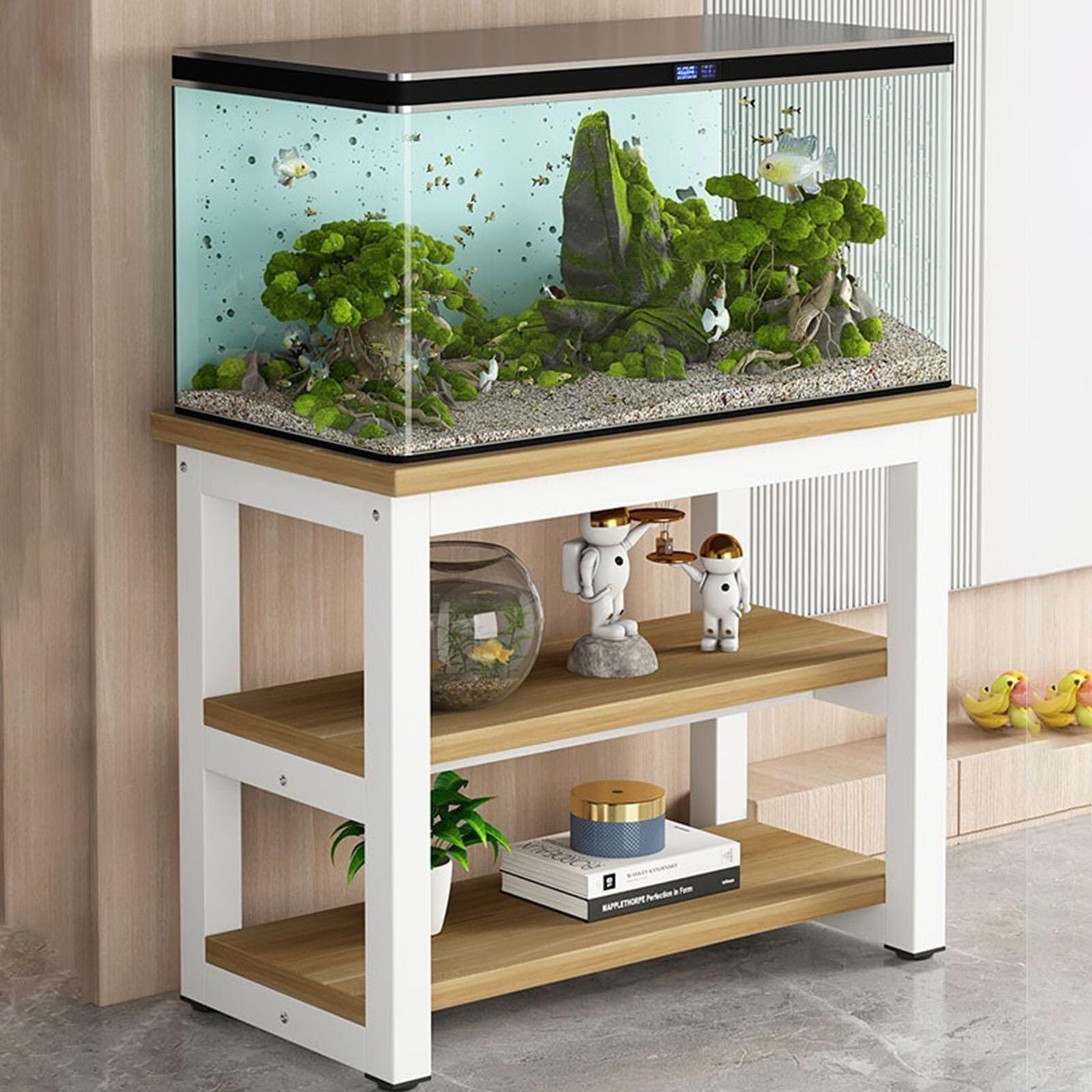 Support d'aquarium avec rangement en métal pour optimiser l'espace d'élevage