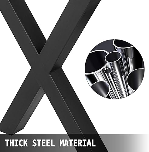 Miniatura 2 de VEVOR Juego de 2 patas de acero para mesa, patas para mesa de comedor, resistentes, perfil cuadrado de 3.1pulgadas, patas para mesa estilo campirano