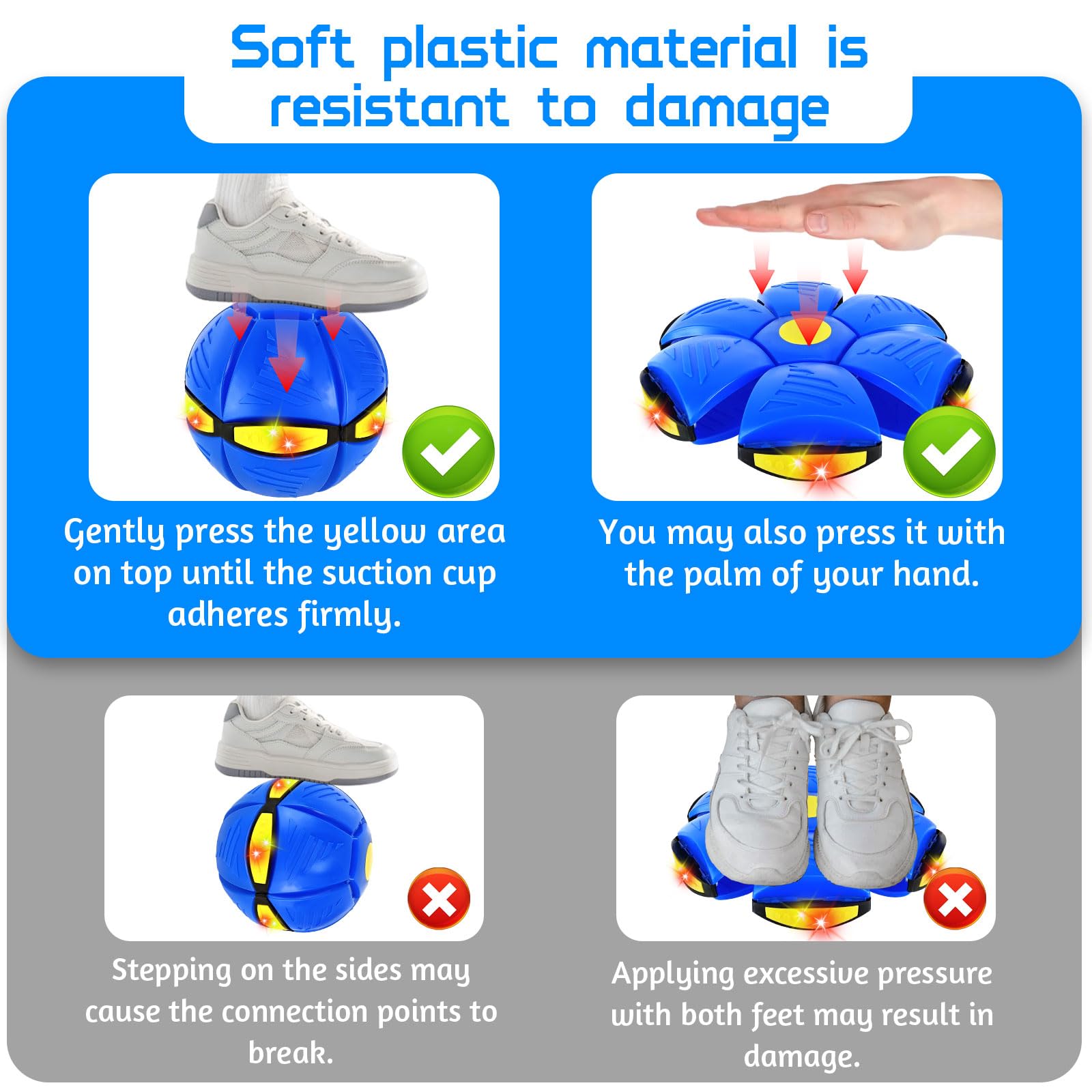 Magischer hüpfball,Neuer Magischer Metaball mit 6 LED-Leuchte für Kinder,Frei Zwischen Zwei Formen Umschaltbar,Magischer Springball für Kinder und Haustiere für Drinnen und Draußen - 4