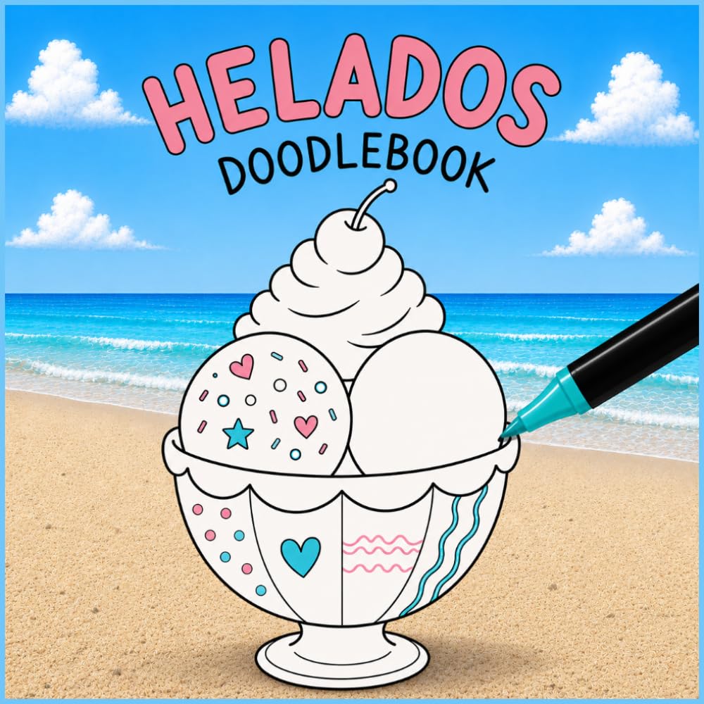 HELADOS DOODLEBOOK: Sundaes de helado para decorar con doodles y patrones creativos | para niños, adolescentes y adultos | libro antiestrés