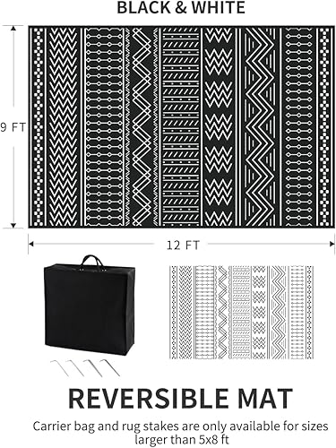 Miniatura 8 de Alfombra de exterior impermeable de 8 x 10 pies con tira de luces LED, alfombra de patio, alfombra de interior y exterior, para caravana, camping,