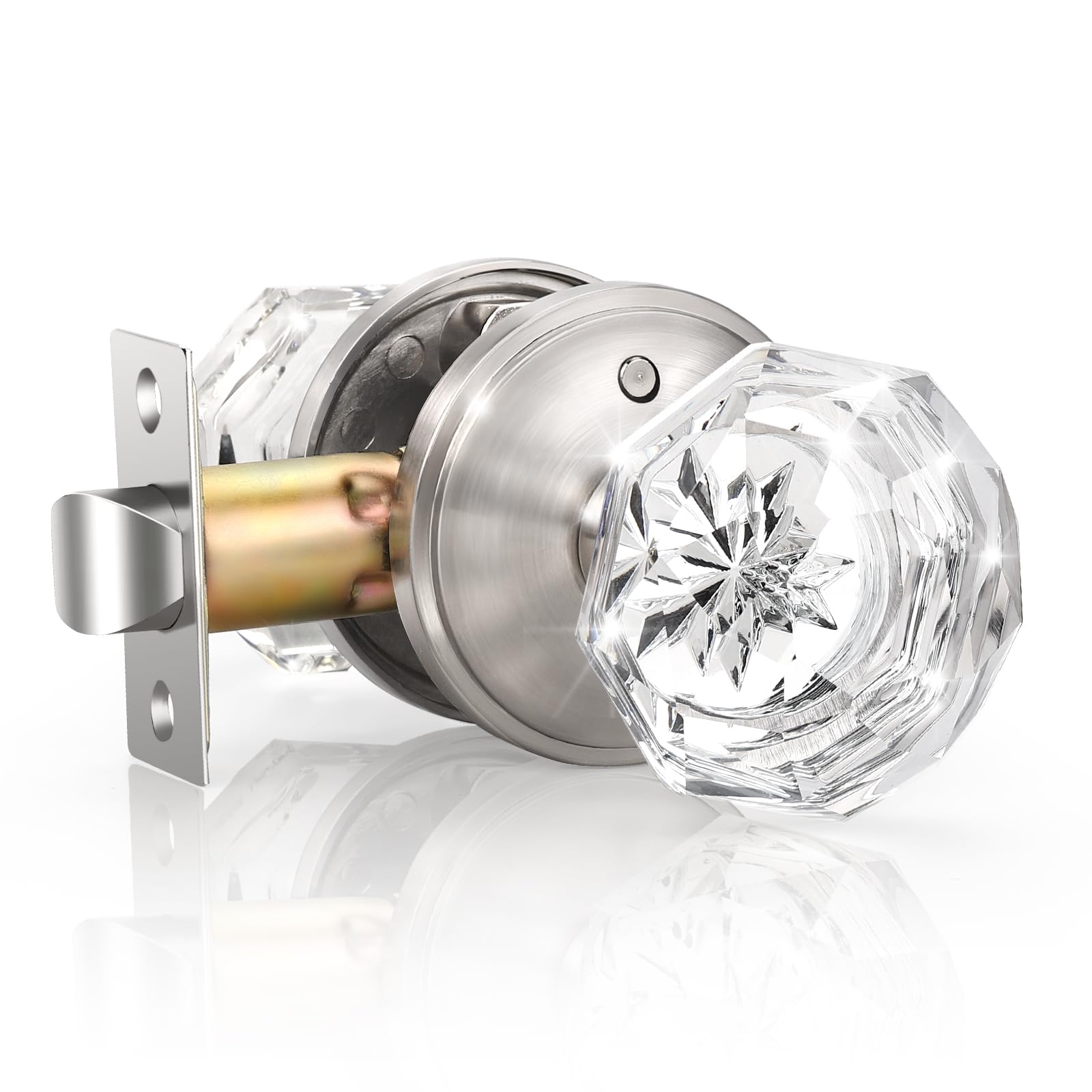 Elegant Clear Glass Door Knobs - Satin Nickel -8
