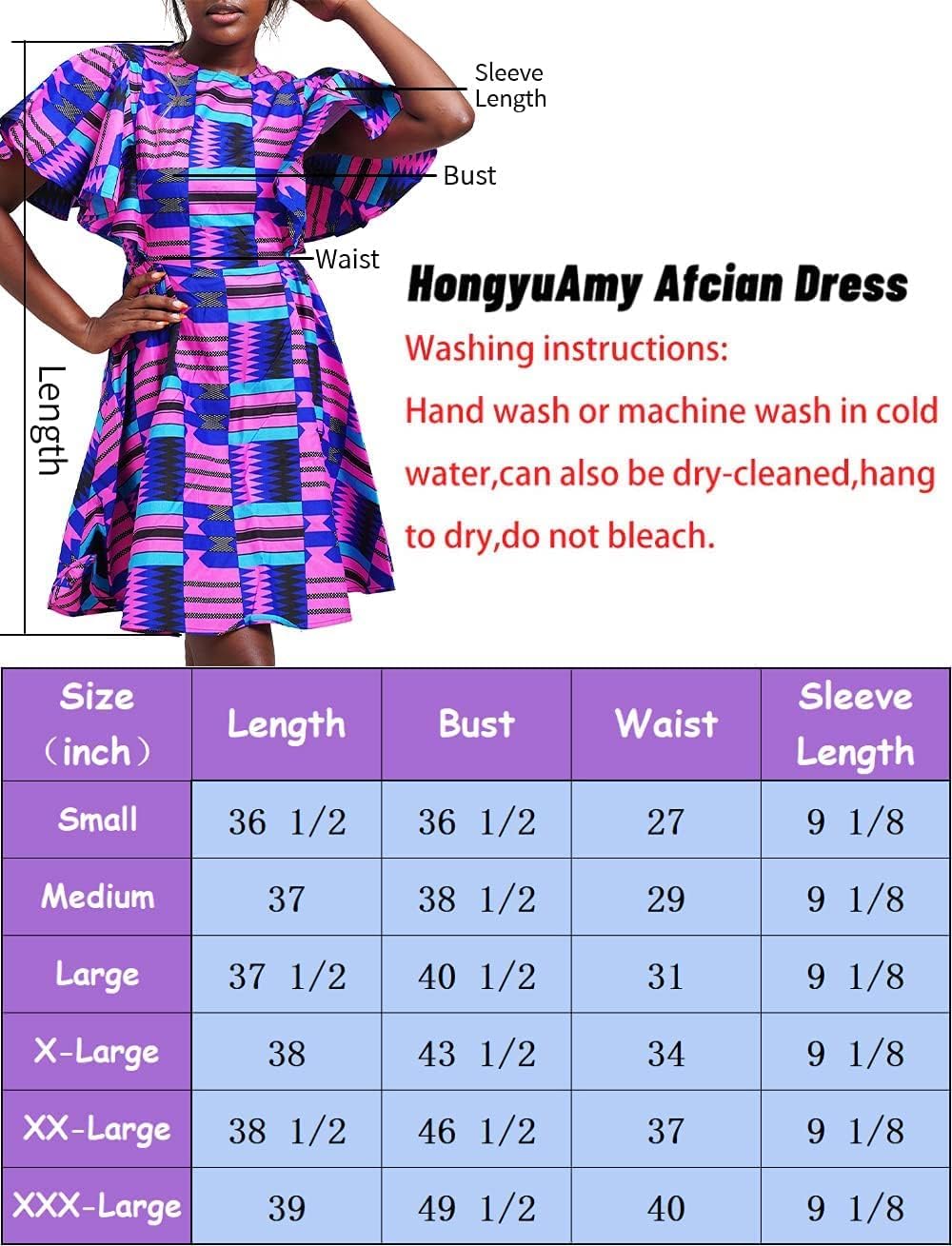 Womens African Vintage Ruffle Trim Sleeve Ankara Tunic Swing Dress - Image 7