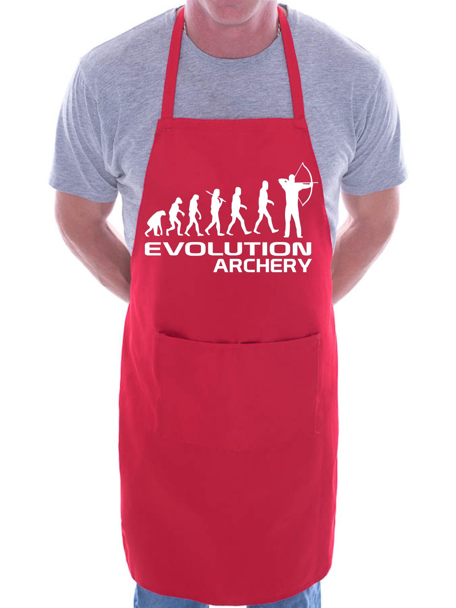 Print4u Men's Red Evolution Of Archery Bbq Cooking Funny Novelty Apron