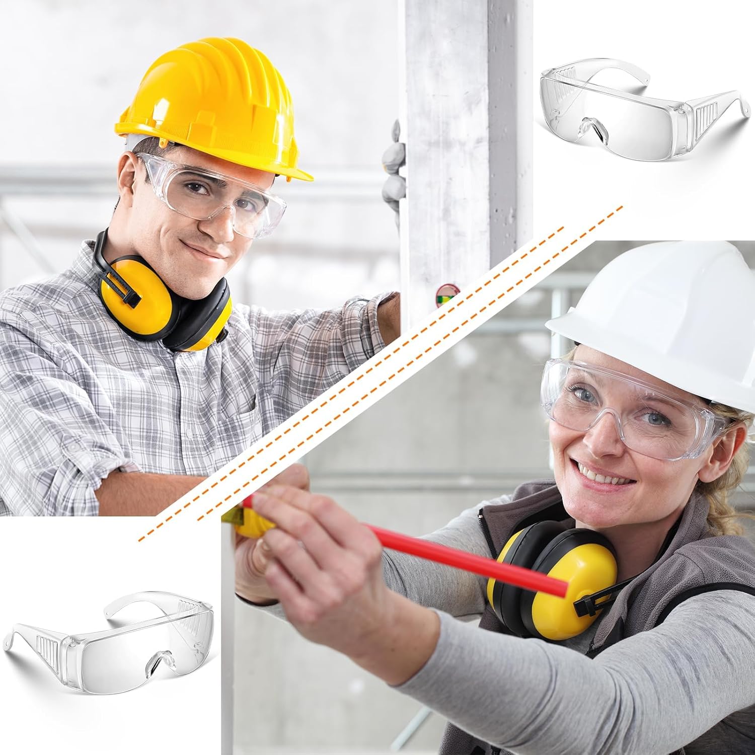 32pairs Safety Glasses over Eyeglasses Safety Goggles Anti Dust Impact Scratch Scratch Resistant Over Eyeglasses Goggles Clear Eye Protection Glasses for Men Women(32, Clear)