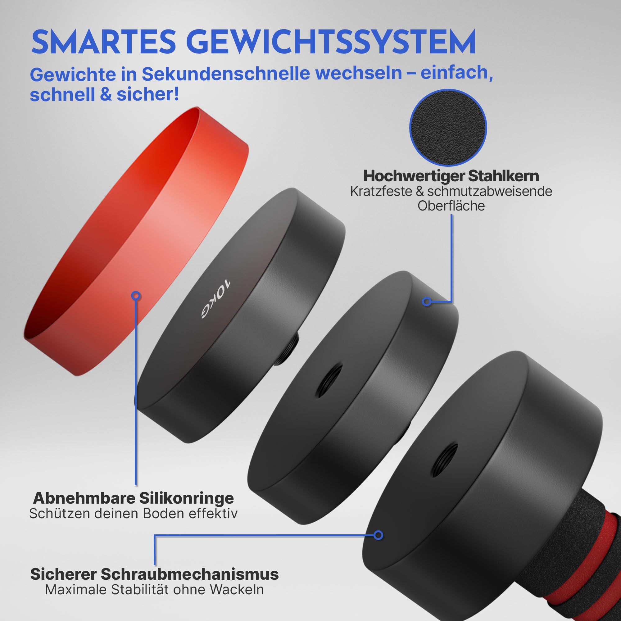 NEOLYMP 2er Set verstellbare Kurzhanteln – platzsparendes Hantelset aus Stahl mit ergonomischem Griff für Krafttraining & Home Gym – in verschiedenen Gewichtsstufen.