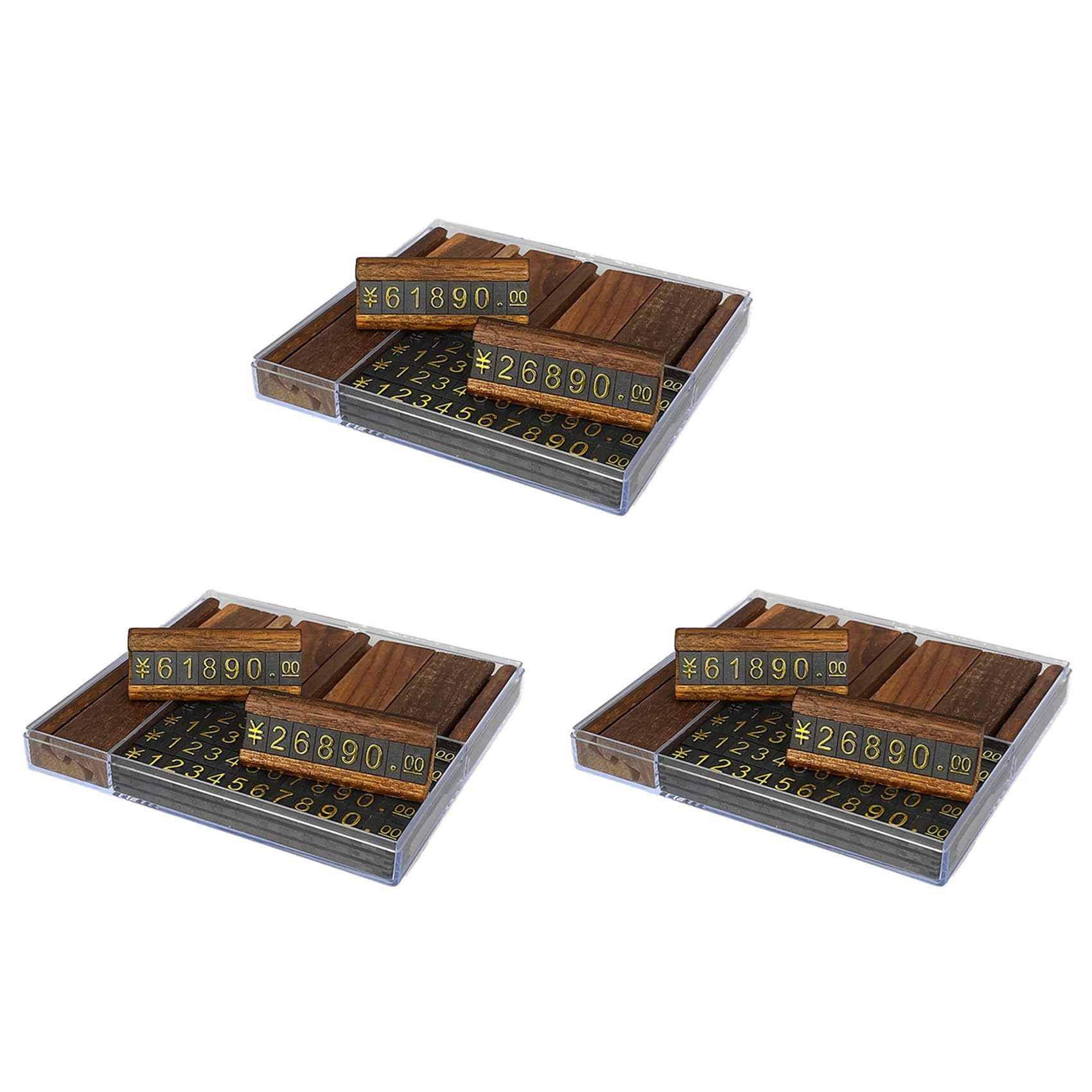 30 Set Mini Legno Combinato Numero Prezzo Cubo Tag Gioielli Numero Regolabile Prezzo Etichetta Portacarte Supporto per Carta B