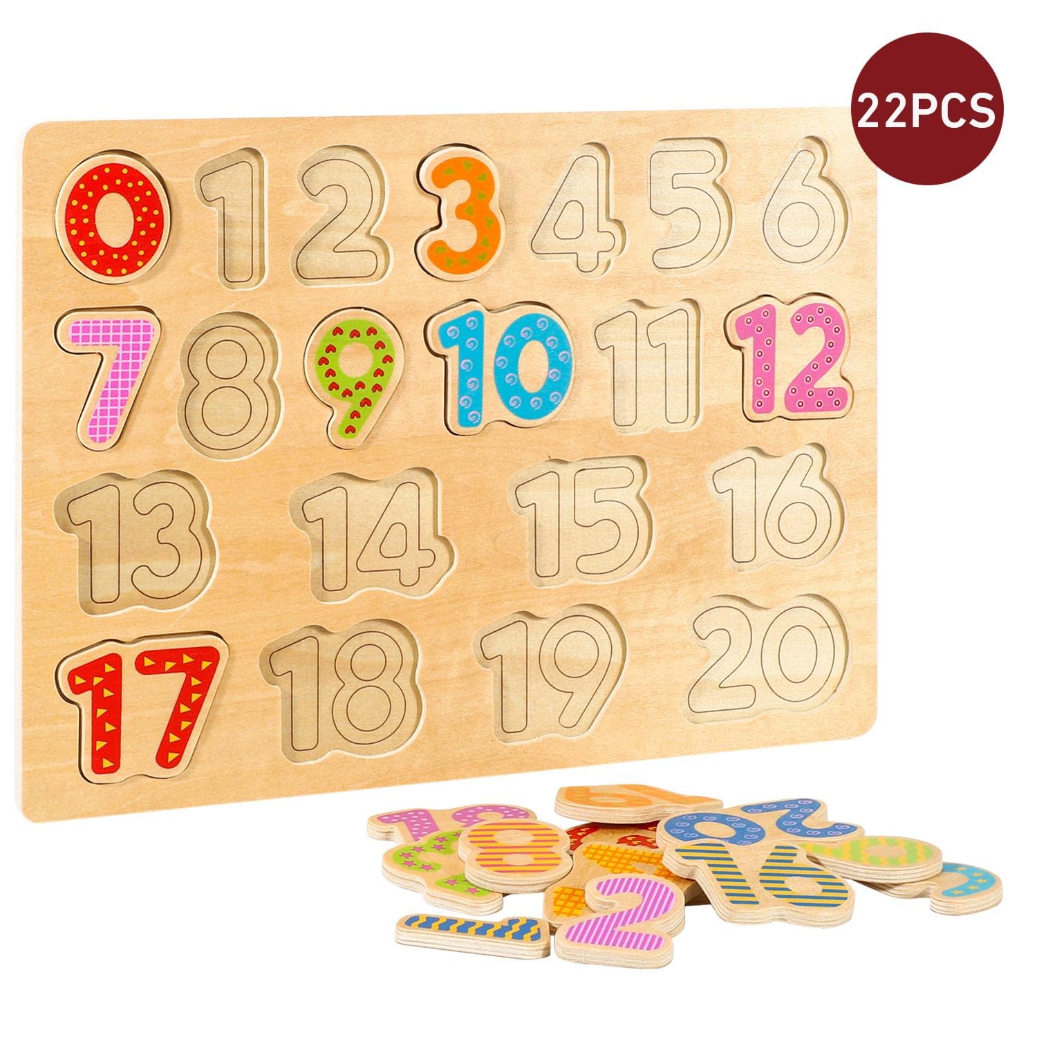 SOKA Wooden Jigsaw Number Puzzle Peg Board Toy Early Educational ...