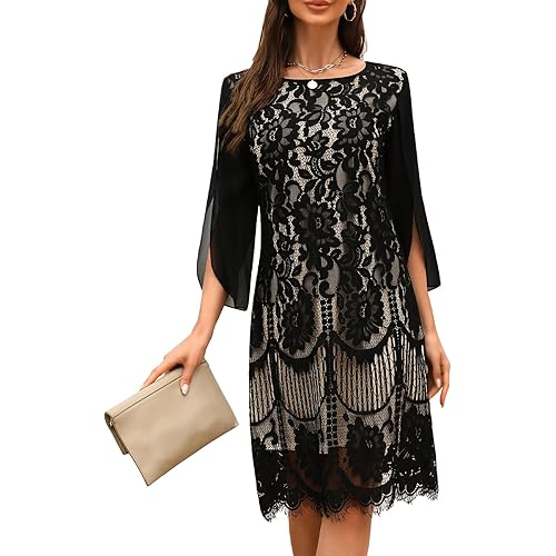 Wedding Guest Cocktail & Formal Dresses for Women - Lace Sequin Prom Evening Dress