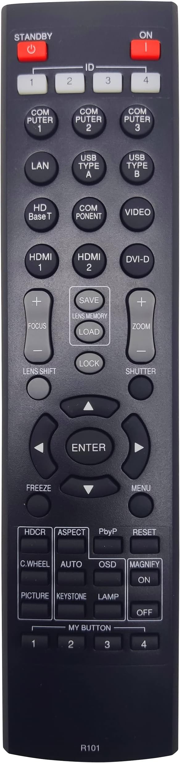 INTECHING HL02803 Projector Remote Control for Hitachi CP-HD9320, CP-HD9321, CP-HD9950, CP-HD9950B, CP-WU9100, CP-WU9100B, CP-WU9410, CP-WU9411, CP-WX9210, CP-WX9211, CP-X9110, CP-X9111