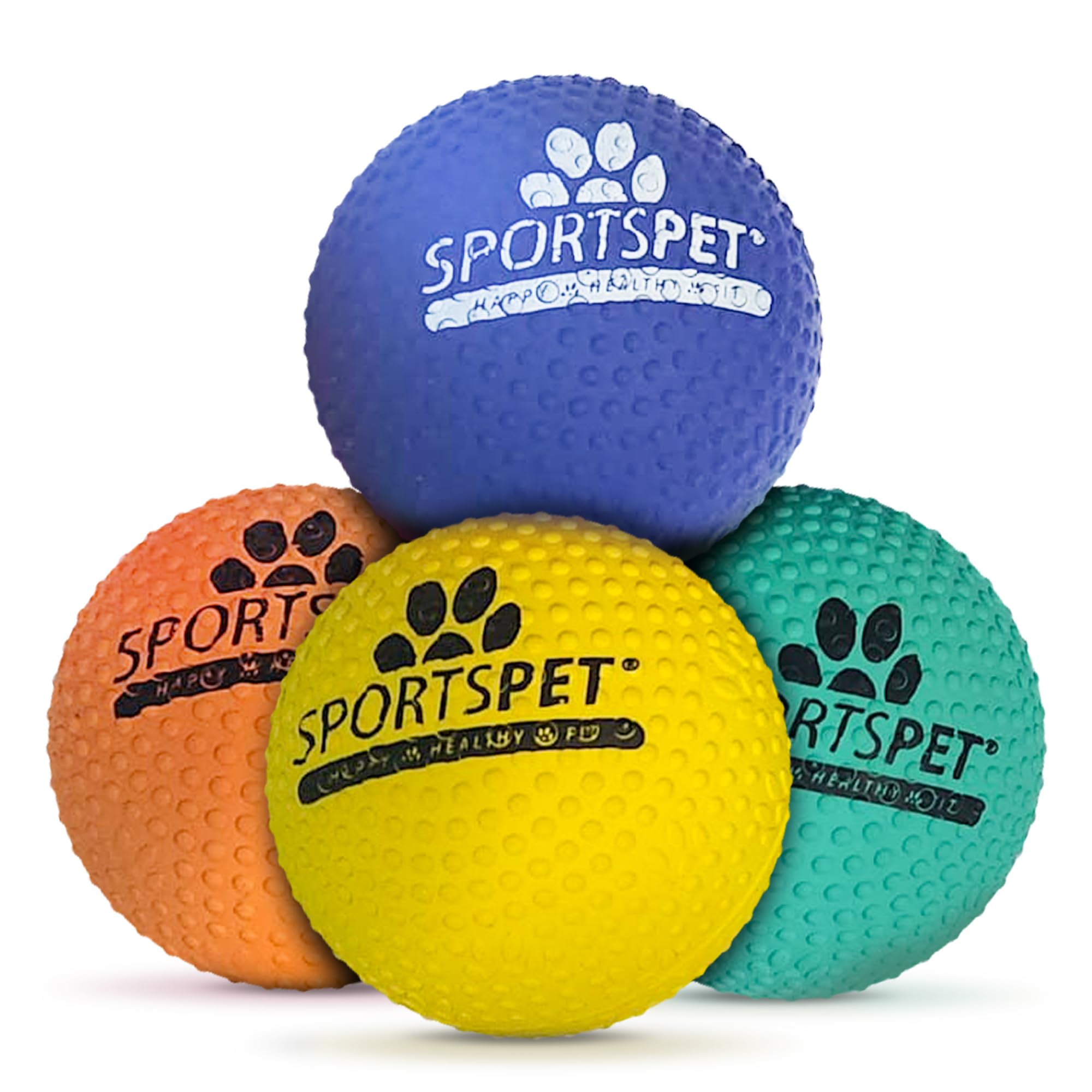 SPORTSPET Tough Bounce DIMPLE Dog Balls, Multi-coloured, 65mm - Image 3