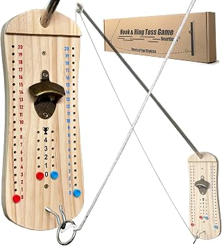 Hook and Ring Toss Game Bottle Opener Ring Toss Game for Indoor Outdoor Party Man Fun & Competitive Version- Big Size
