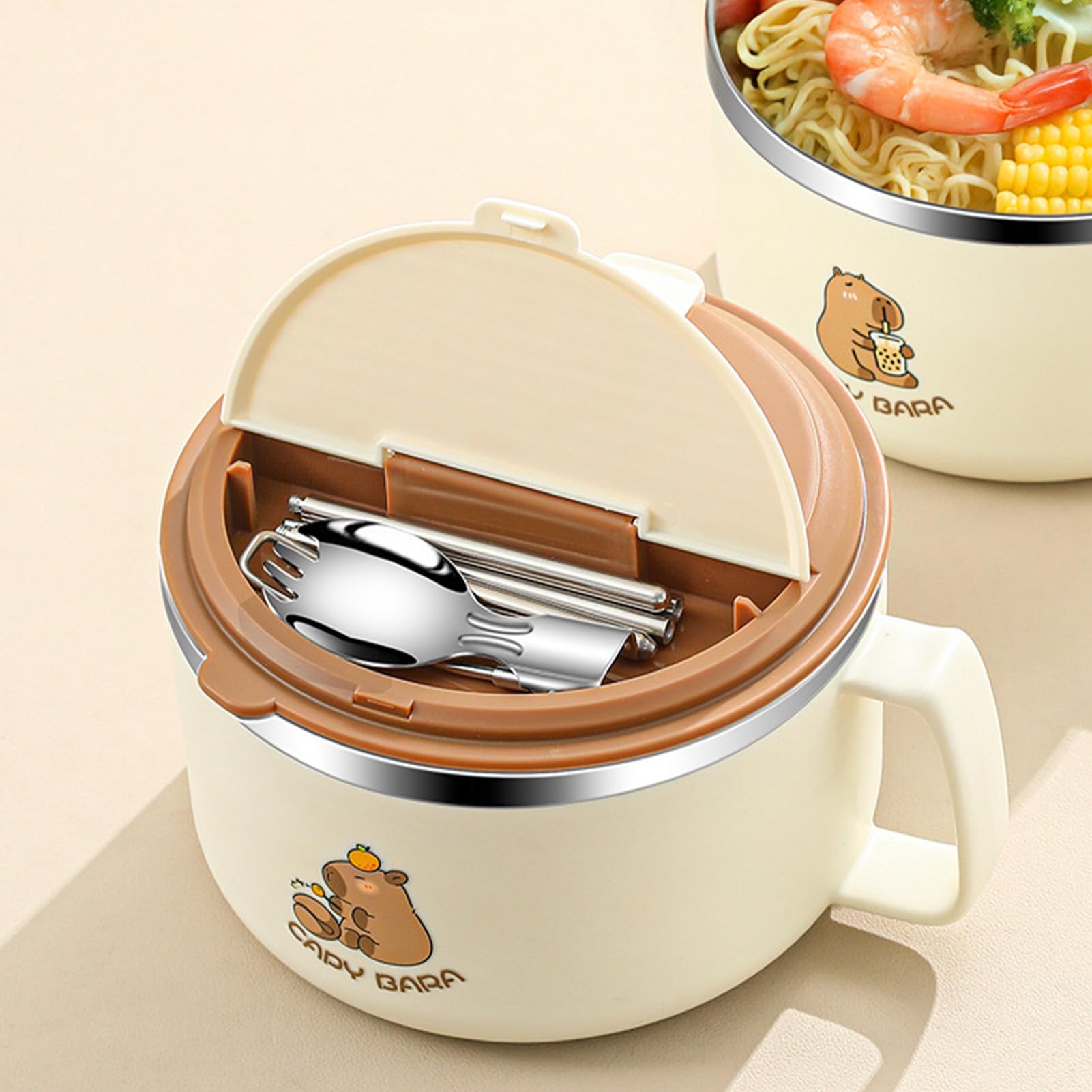 Juego De Tazón De , Adorable Diseño De Capybara, 1150 g, Cuenco De | Cocina Versátil, Plato De Sopa De Fideos Capybara, Diseño Portátil Ligero Para Sopa Fideos, Ensalada, Cereales