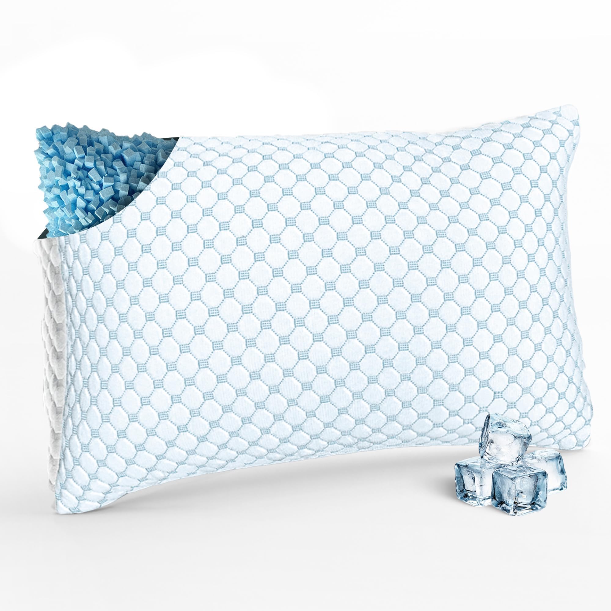 Almohada cervical 40 x 60 – Almohada ergonómica de espuma viscoelástica para dormir, almohada cervical para dormir de lado con funda, cojín cómodo para adultos suave