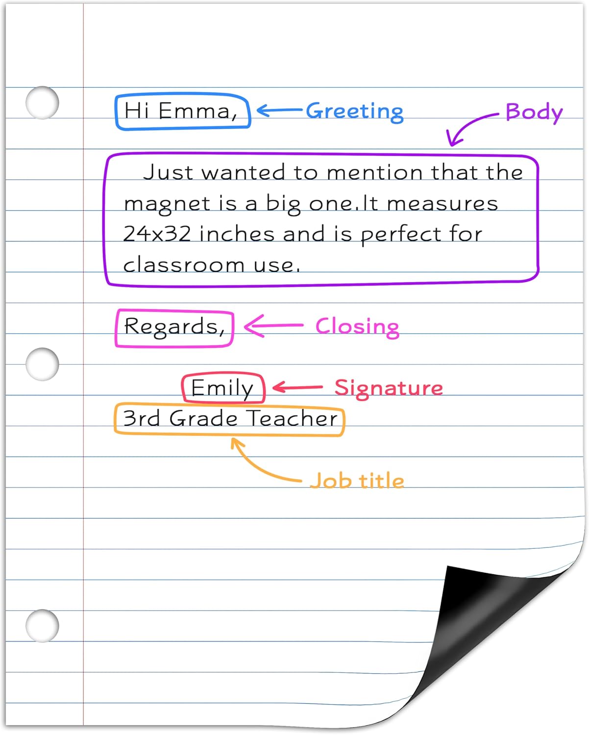 SCRIBBLEDO 24” x 30” Giant Magnetic Notebook Paper For Classroom Elementary Classroom Must Haves for Teachers Elementary Dry Erase Magnetic Lined Paper for Whiteboard Notes Lists and Handwriting