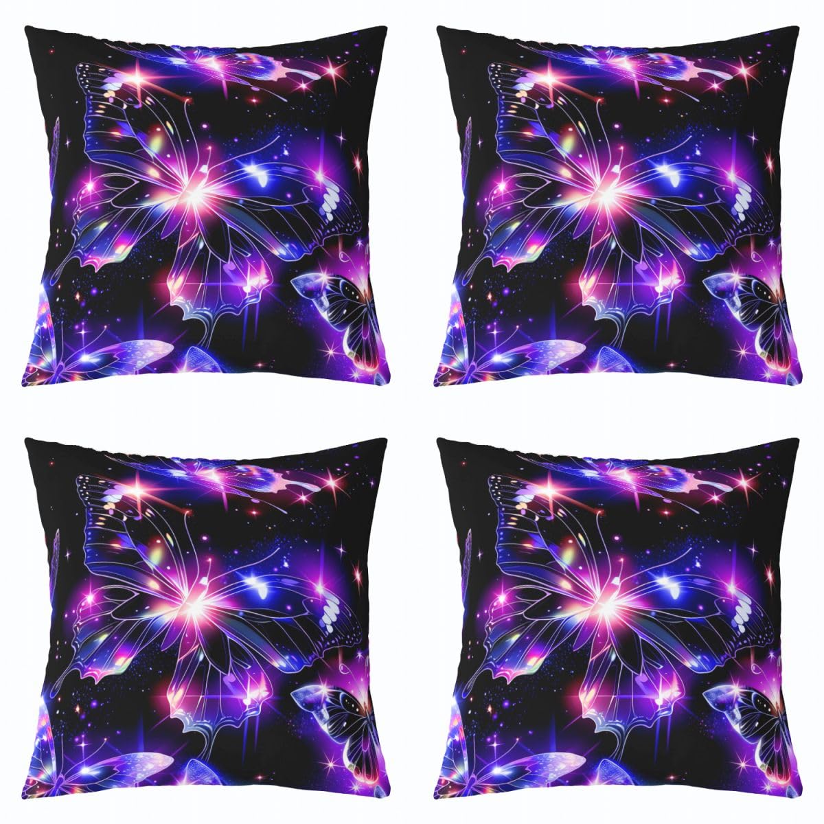 Housse de coussin papillon 40x40 cm lot de 4 animal sauvage noir violet