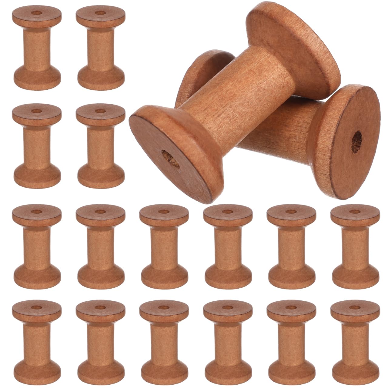 VILLCASE 20pcs Wooden Spools for Crafts, 2'' Empty Thread Spools, Antique Wood Ribbon Spools Bobbins, Sewing Thread Ribbon Holder for Wire Weaving Arts Embroidery