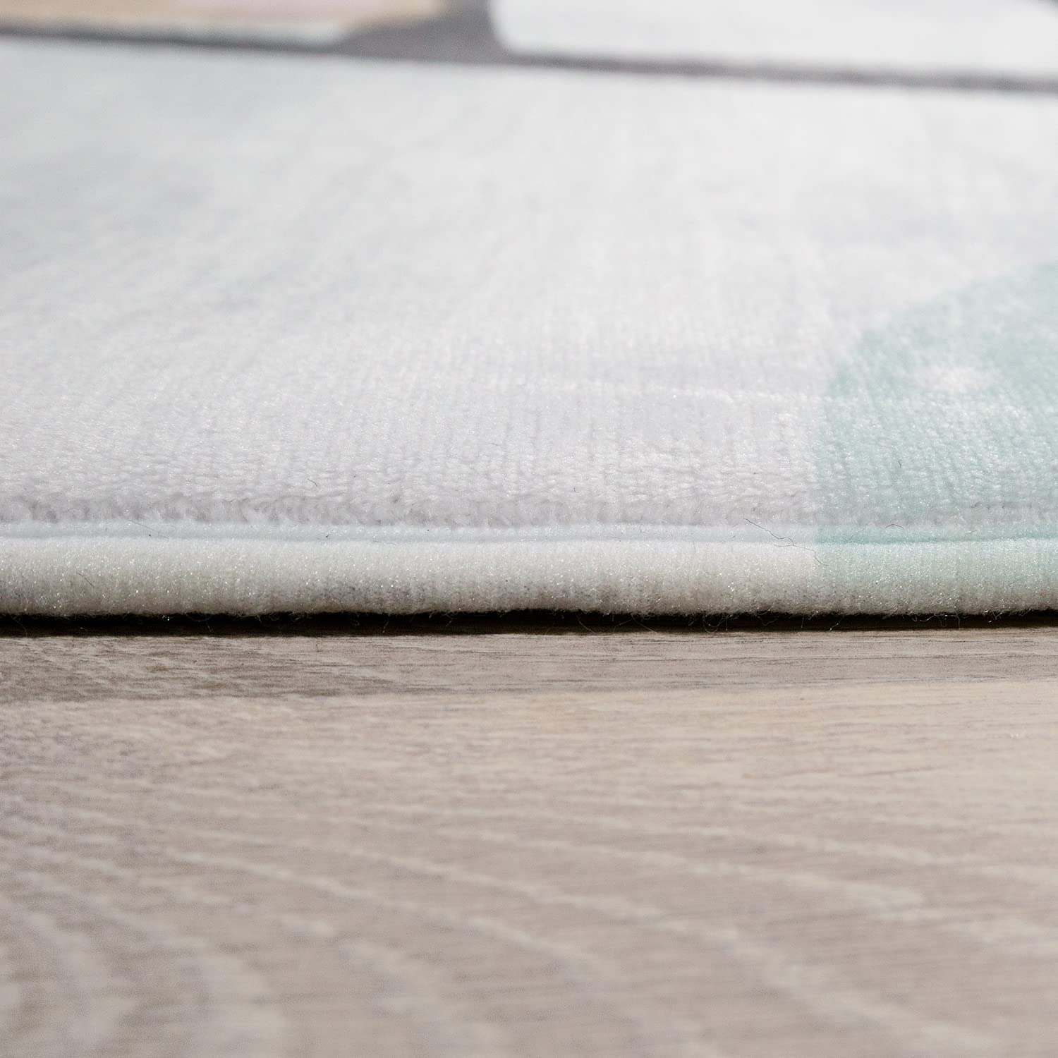 Paco Home Tapis Enfant Tapis Chambre Enfant Etoile Nuage Lune Lièvre Turquoise Crème Rose, Dimension:155x230 cm