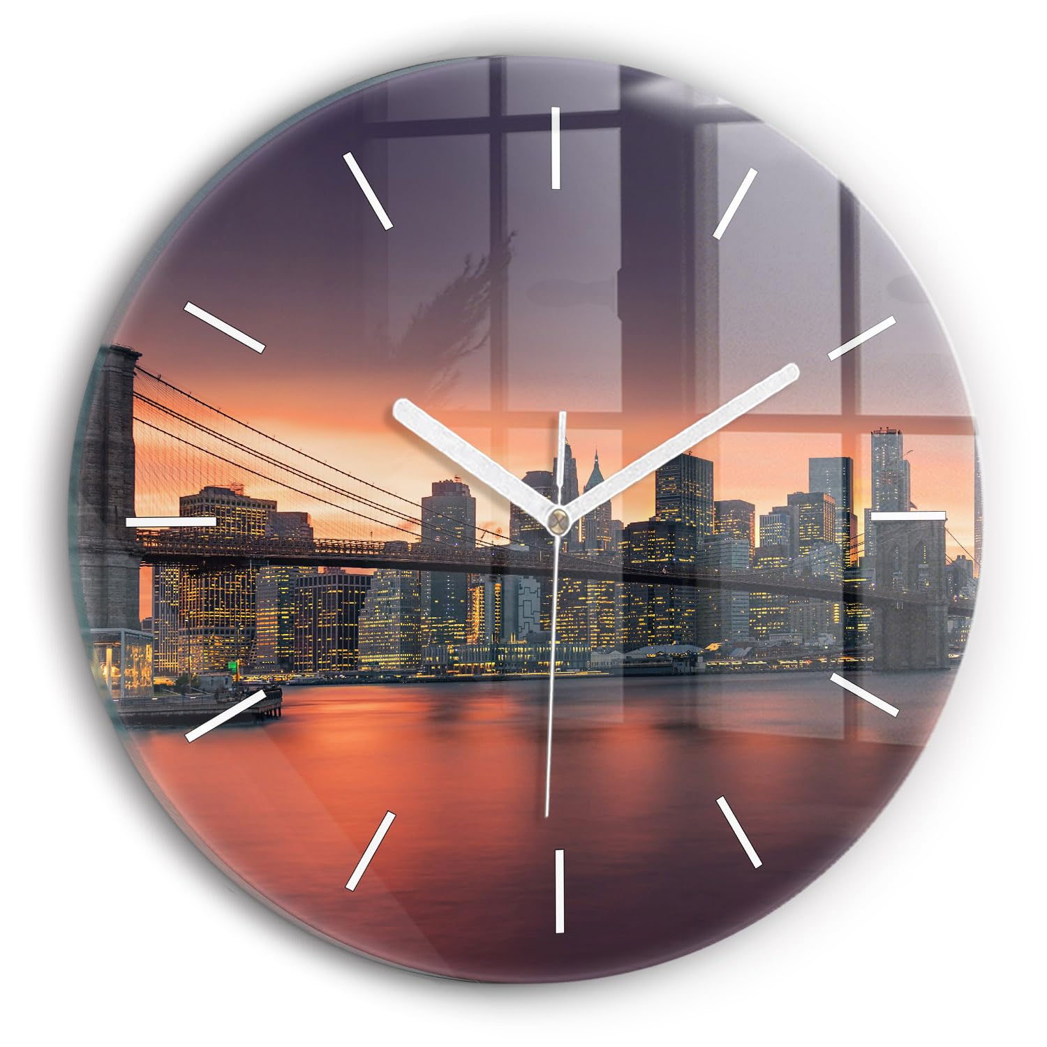Horloge mécanique silencieuse Wallfluent 30 cm en verre pour travailler ou dormir sans tic-tac