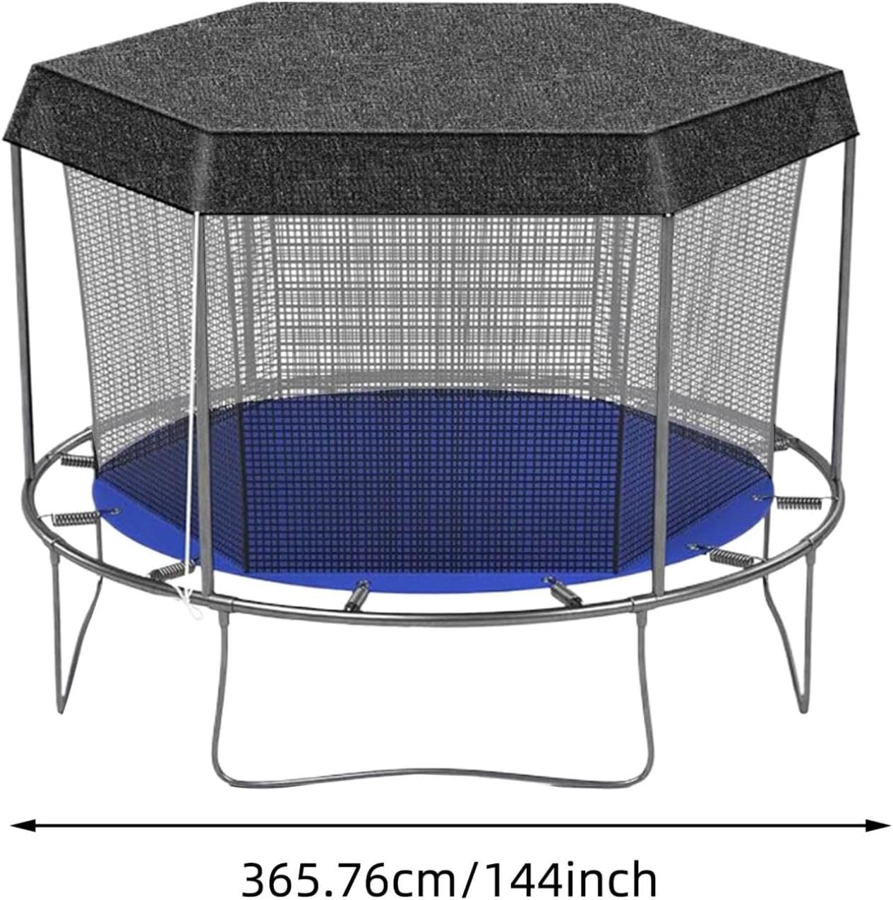 Trampoline Shade Cover - Waterproof Sun Protection for 6ft to 14ft Round Trampolines, Easy to Install, Outdoor Playground Shade Cover for Backyard (Black-12FT)
