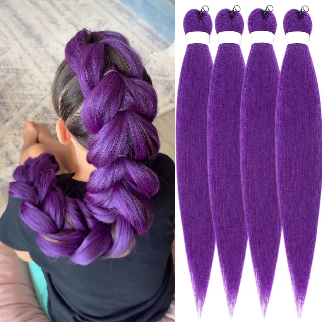 Braiding Hair Pre-stretched Yaik Straight 4 Pieces/Lot Colored