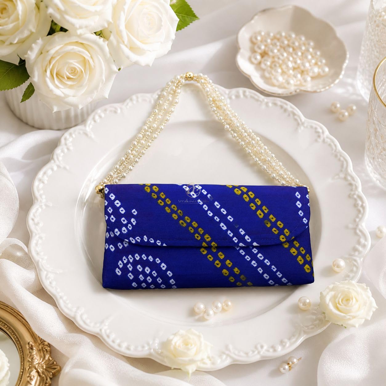 Premium Luxe Ethnic Clutch for Women | Traditional Bandhej Print Sling Bag with Detachable Golden Chain | Perfect Bridal & Wedding Guest Accessory | Single Piece-picture-53
