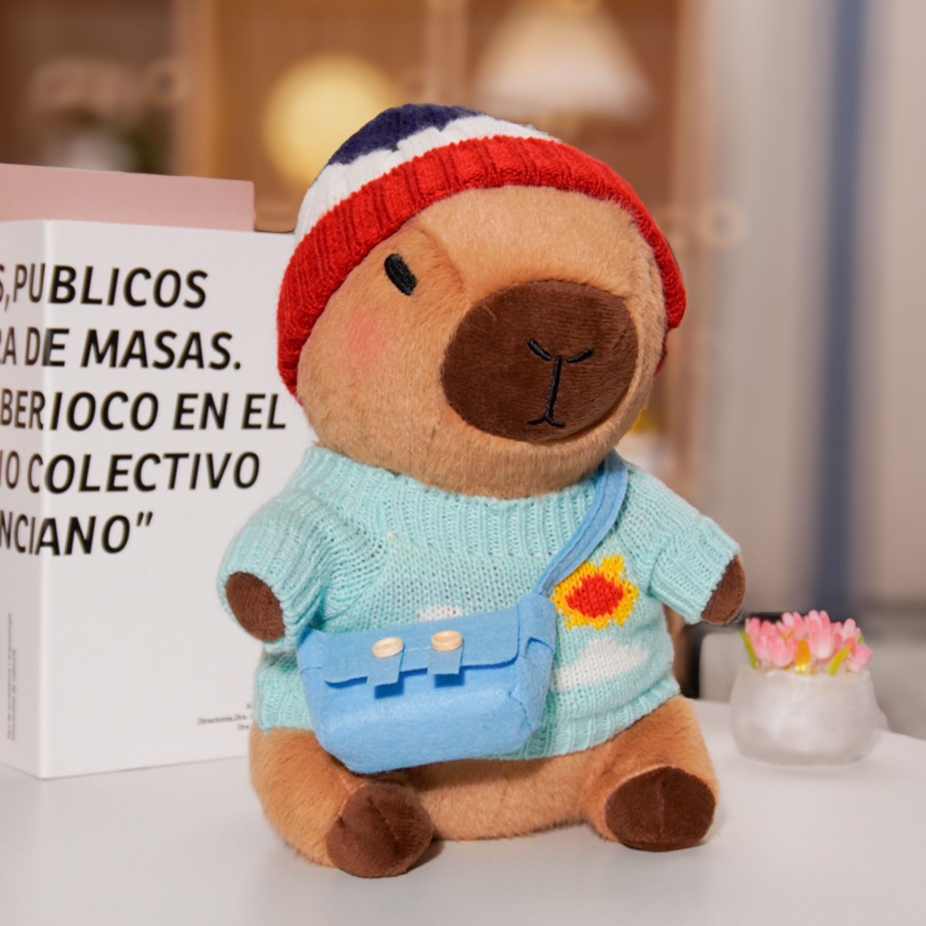 ALUNME Capybara Plush with 9 pcs Clothes & Accessories, 10.2 in Cute Capybara Stuffed Animal Plush Toys - Image 4