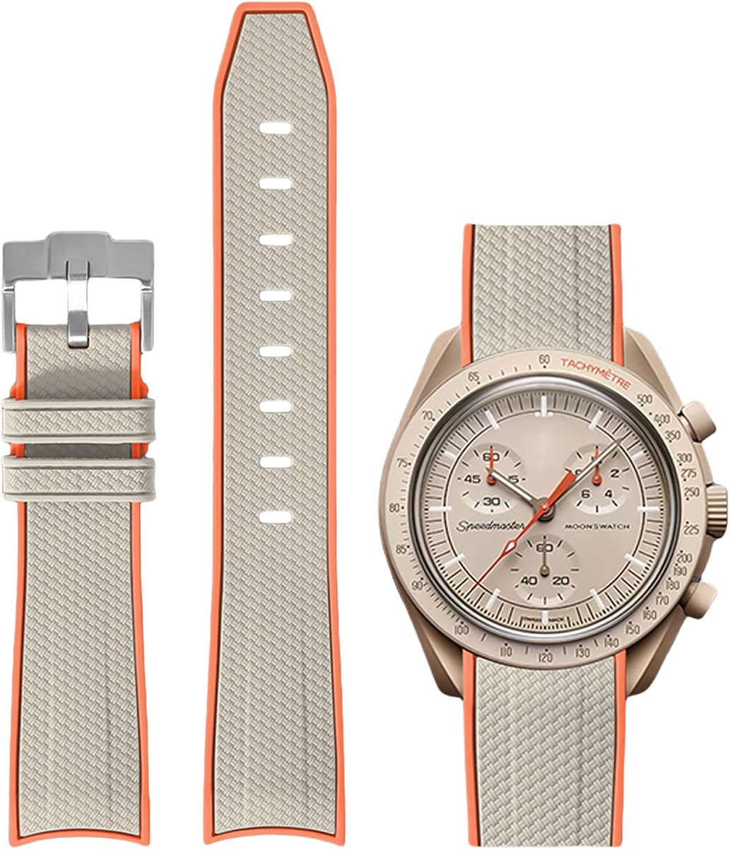 Bands for Moonswatch Watch Quick Release Silicone Rubber Curved End No Gap Watch Band for Omega X Swatch Moonswatch Speedmaster Watch 20mm Straps Bracelet Replacement Strap for Men Women