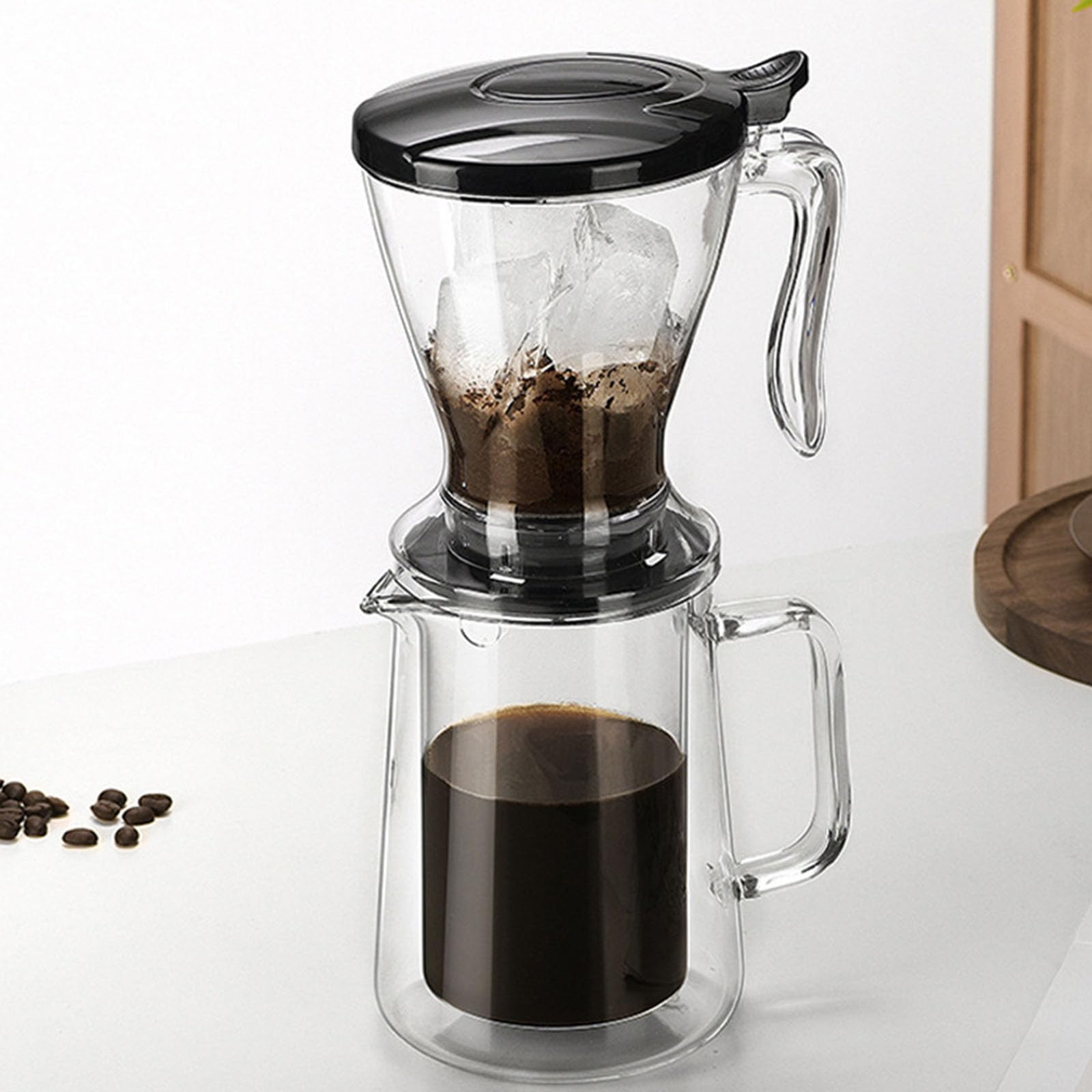 Moderno gocciolatore per caffè e caraffa in Vetro da 650 ml, Design Facile da Pulire, Tazza filtrante e vasetti da Condividere, Ideale per Appassionati caffè Che preparano quotidianamente