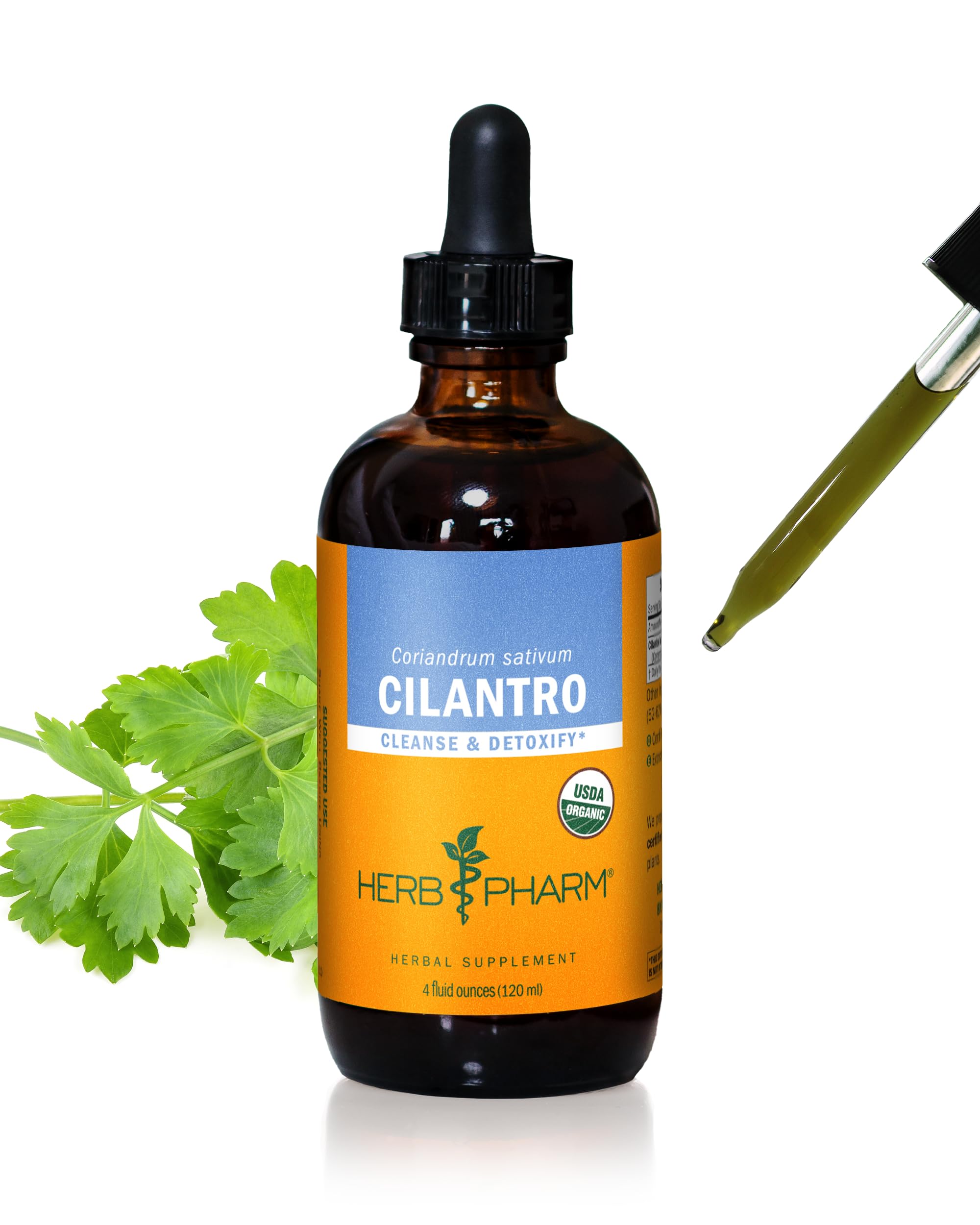Herb Pharm Certified Organic Cilantro Liquid Extract Drops for Cleansing and Detoxification Support, 4 Oz 4 Fl Oz (Pack of 1)