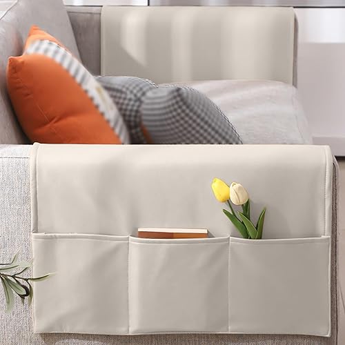 Fundas para reposabrazos de sofá, funda para sillón de mascotas con 3 bolsillos para control remoto de TV, fundas antideslizantes para reposabrazos