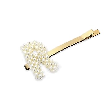 Spinningdaisy Imitation Pearl Initial Cuddling Hair Pin R Gold