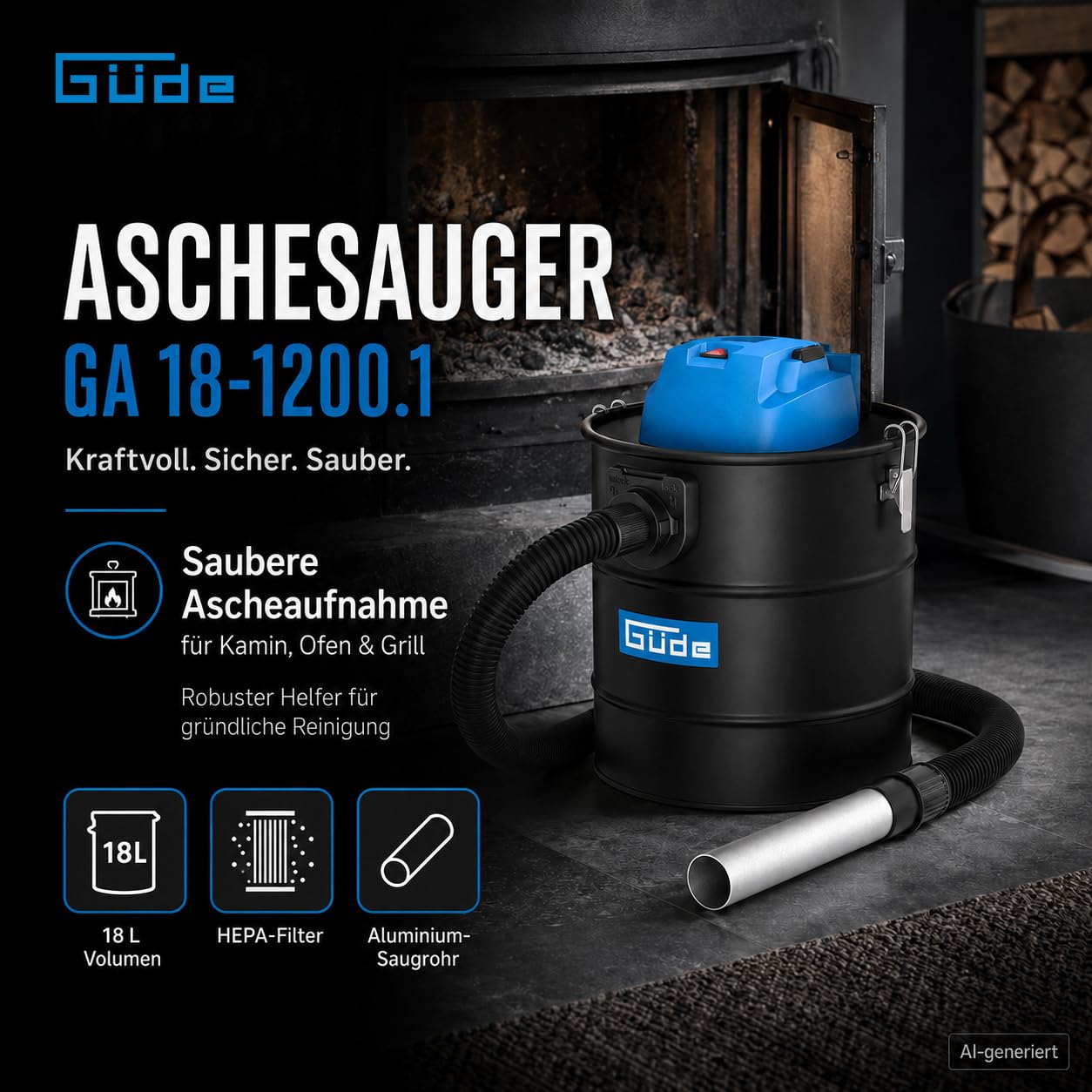 Güde Aspirador de Cenizas GA 18-1200.1