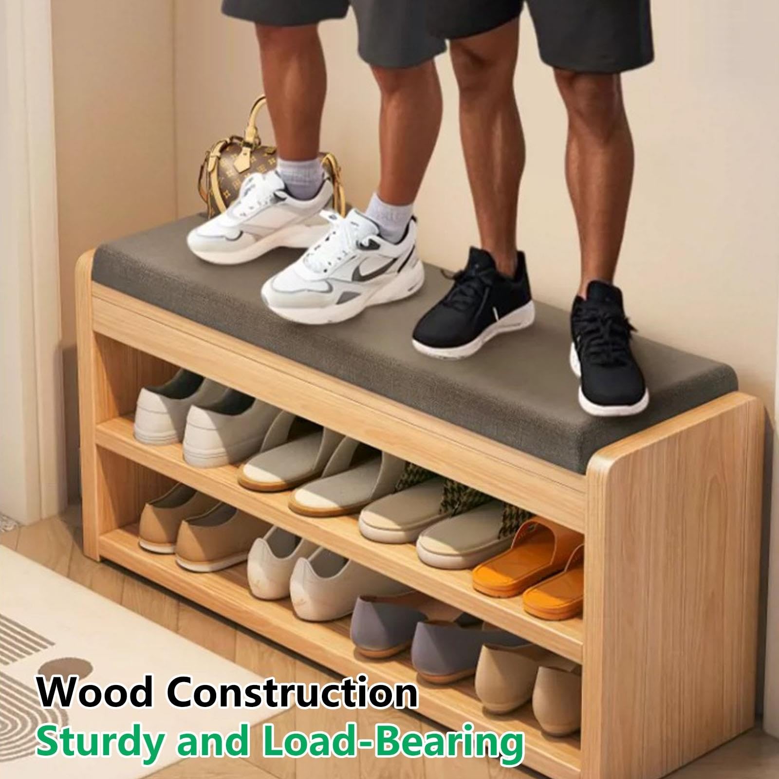 Panca Porta Scarpe in Legno con Vano Nascosto a Ribalta