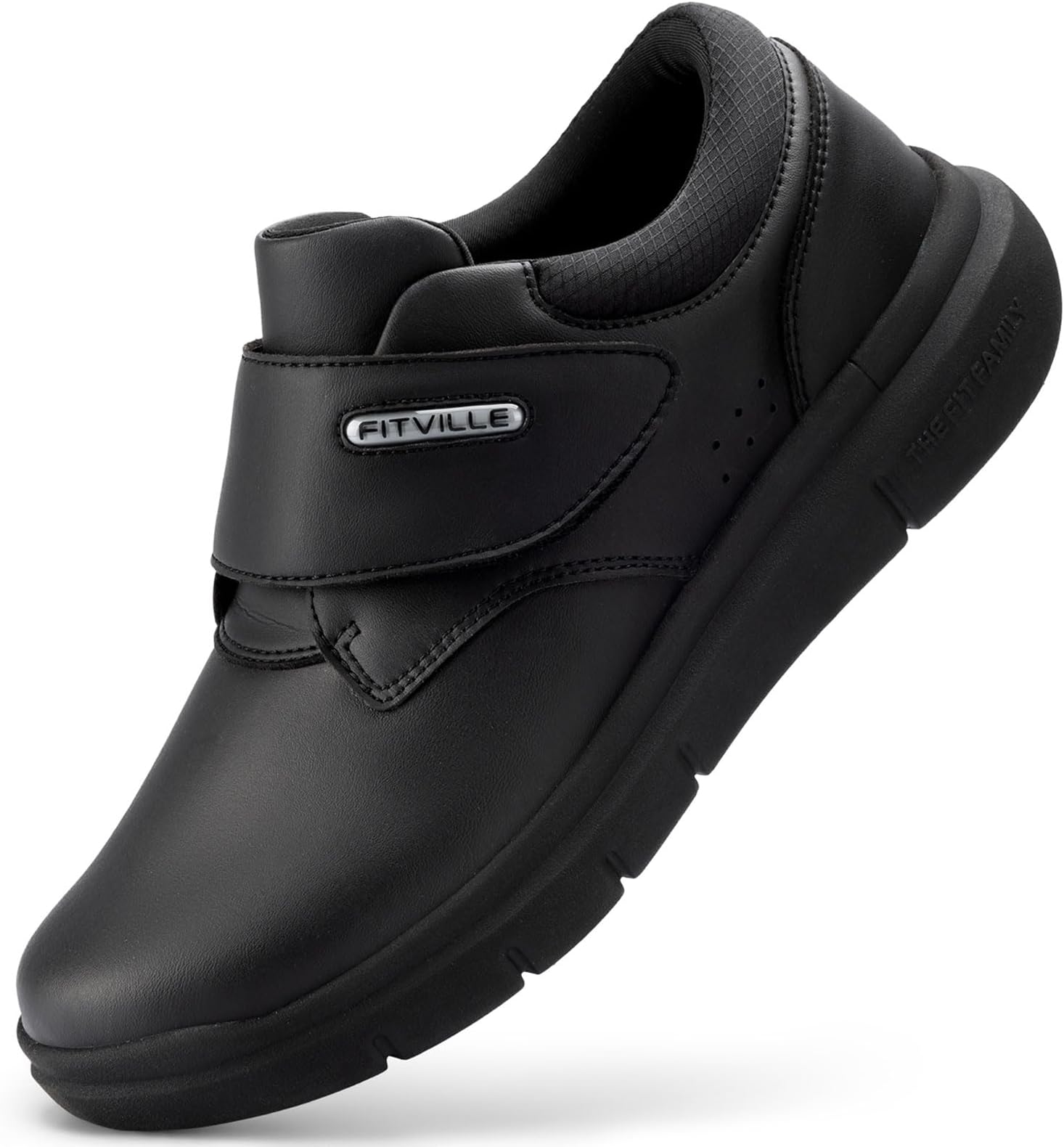 FitVille Diabetic Shoes for Men Extra Wide Comfortable Leather Walking Shoes Hook & Loop Orthopedic Dress Sneakers for Edema and Swollen Feet