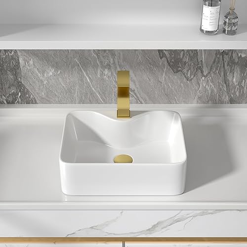 Miniatura 74 de Fregadero de baño de 19 x 15 pulgadas con grifo y desagüe desplegable – Porcelana negra mate rectangular sobre mostrador moderno lavabo de arte