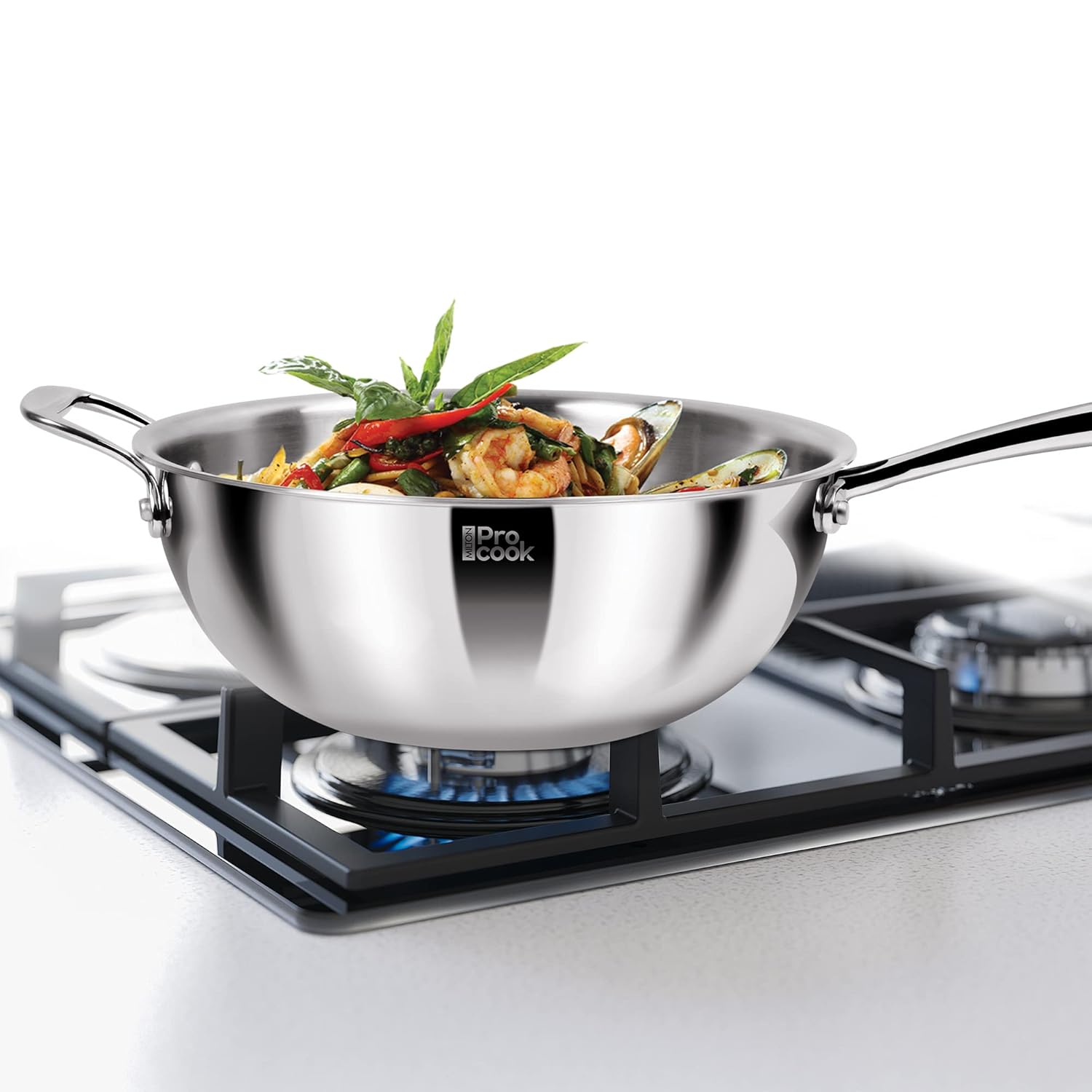 Buy Milton Pro Cook Triply Stainless Steel Wok, 26 cm, 3.87 litres