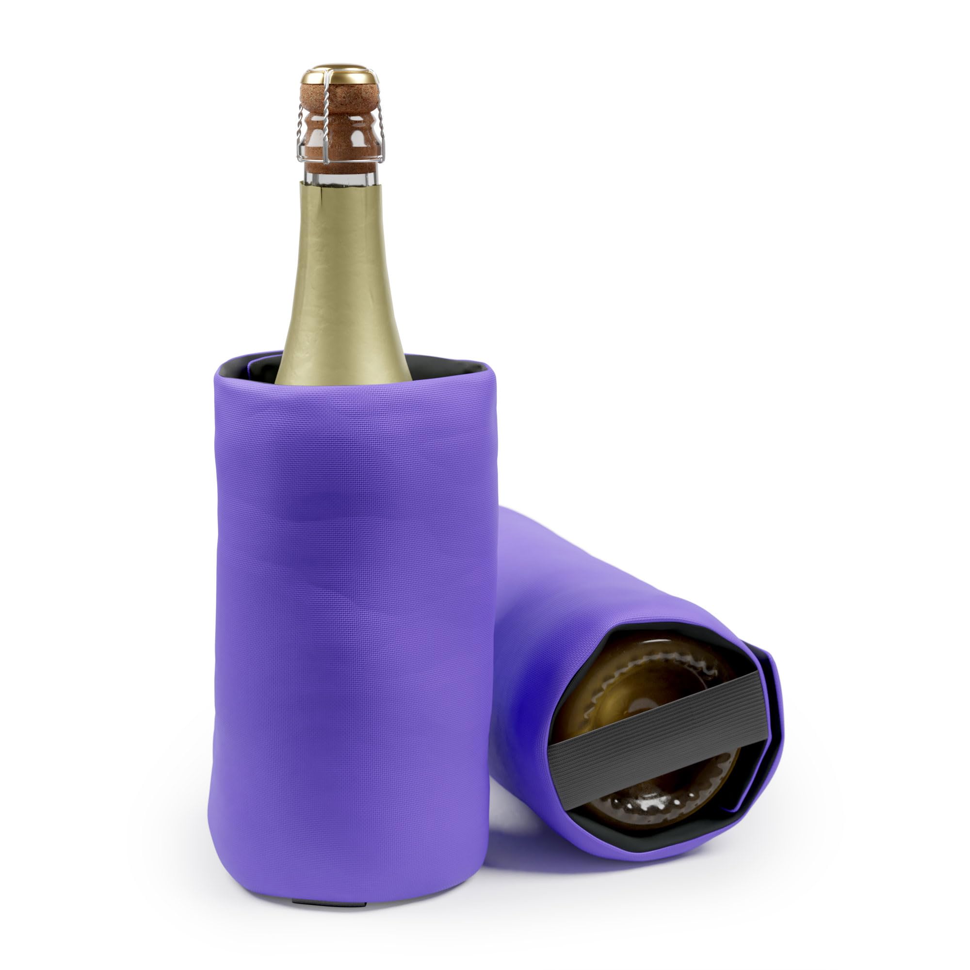 Koala Spain (20 Unidades) Enfriador de Vino con Gel Rápido Enfriamiento Compartimentado, 4 Capas Anti-condensación,Color Morado, Velcro Ajustable Bot. Vino o Cava