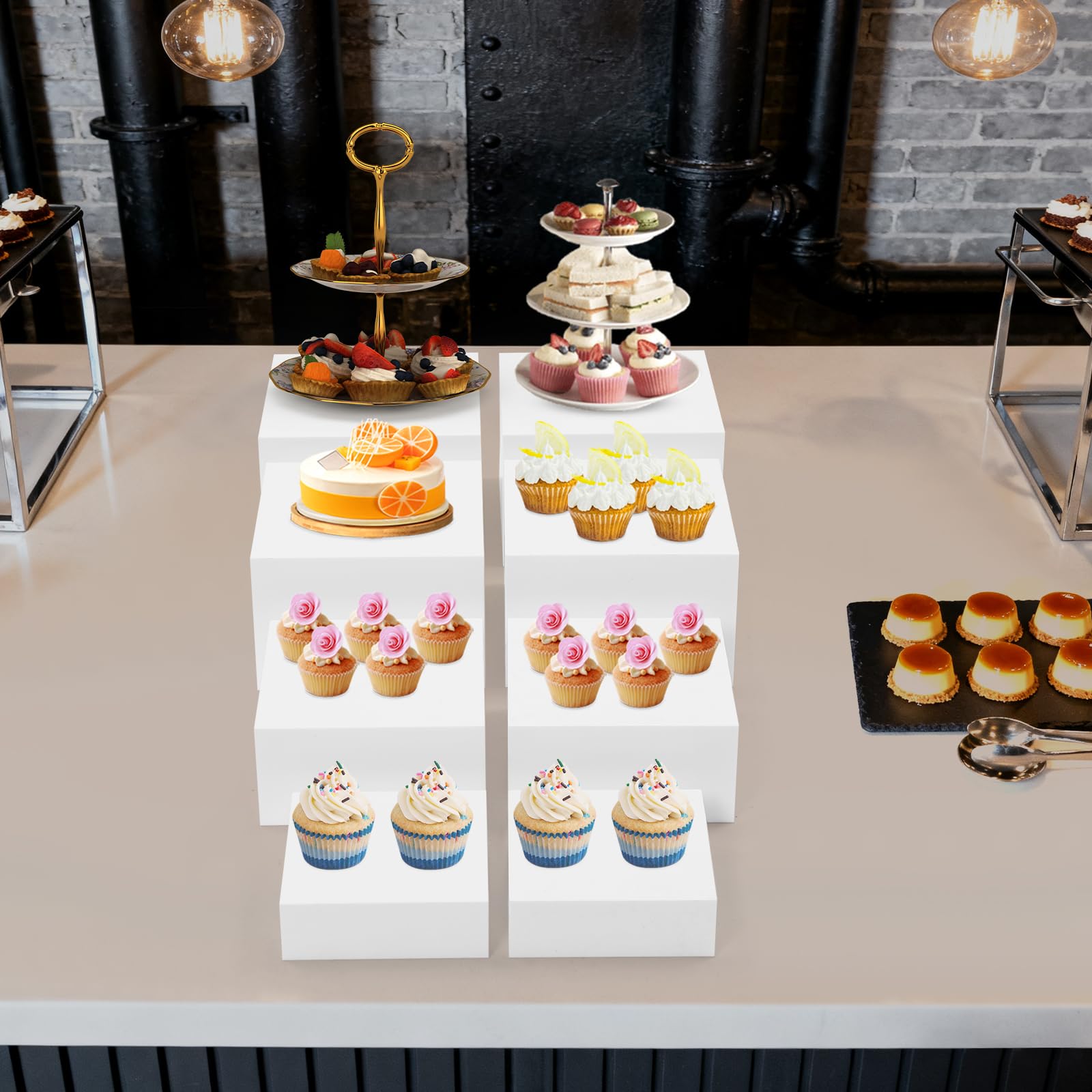 Juego de 8 soportes para tartas de acrílico para buffet de boda