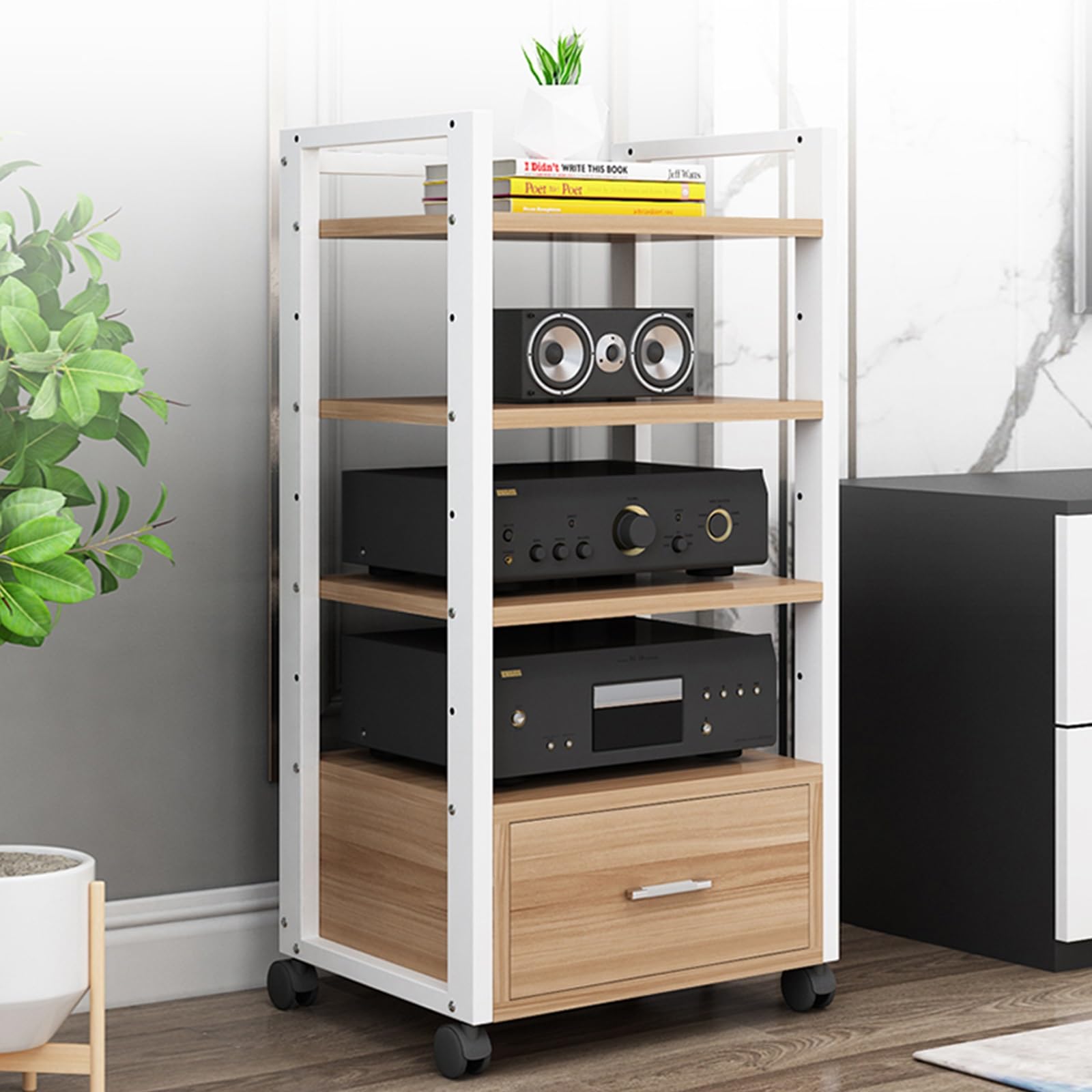 Armoire en bois pour platine vinyle au salon