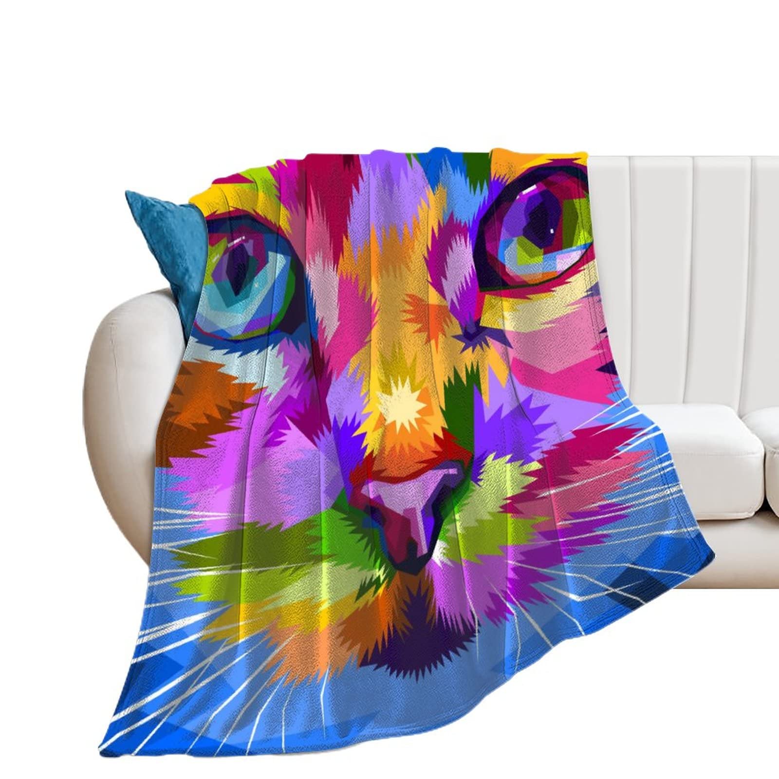 Couverture polaire chat mignon pour canapé et lit 100x130cm